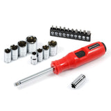 Powerbuilt 1/4 Dr. 20 Pc. Impact Bit Screwdriver and Nut Driver Set, Includes SAE, Metric Sockets, Phillips, Slotted, Star Bits,