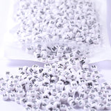 1000Pcs Flat Round Letter Beads 7x4mm with Letter M White Acrylic Beads for DIY Phone Case Glasses Decoration Bracelets Necklace