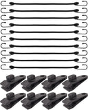 20 Pcs Heavy Duty Tarp Clips with Bungee Cord Hooks, 40cm Bungee Strap with Hook Lock Grip Secure Clamps for Tent, Canopy, Awnin