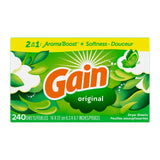 Gain Dryer Sheets, 240 Count, Original Scent Laundry Fabric Softener Sheets with 2in1 Aromaboost Plus Softness