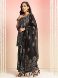 Anni Designer Women'S Rayon Viscose Straight Printed Kurta With Sharara & Dupatta (Niranjana Black-Vks01_L_Black_Large),Black,L,Rayon,Regular,