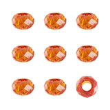 100pcs Dark Orange Glass Faceted European Beads Crystal Large Hole Loose Rondelle Spacer Beads Slide Charms No Metal Core 14x8mm