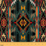 jejeloiu Southwest Geometric Fabric by The Yard 5 Yards Kids Tribal Native Design Upholstery Fabric for Chairs Deep Green for Ho