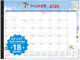 2026 Desk Calendar Large 22x17 - 01/2026-07/2027 Desk Top Calendar 2026 with plastic cover
