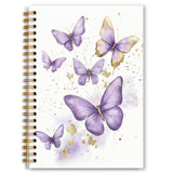 Foritho Purple and Gold Butterfly Notebook, Preppy Butterfly Journal for Writing, Aesthetic School Supplies, Girly Aesthetic Spi