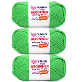 Christmas Green Cotton Crochet Knitting Yarn for Beginners - Easy-to-See Stitches, Cotton-Nylon Blend - Crochet Kit (3x50g)