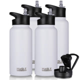 HASLE OUTFITTERS 32 oz Insulated Water Bottle Stainless Steel Double Walled Vacuum Sports Water Bottle with 2 Lids (Straw and Sp