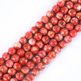 ALZLDYS Red Imperial Jasper Beads 47pcs 8mm Stone Beading Loose Gemstones Hole Size 1mm DIY Smooth Bead for Bracelet Necklace Ea