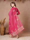 Gosriki Women'S Rayon Blend Printed Straight Kurta With Pant & Dupatta (Mangai Pink-Vks02-Gs_Xl_Pink_X-Large),PINK,,B0DRNMGWL5
