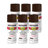 Rust-Oleum 369195-6PK Stops Rust Spray Paint, 12 oz, Matte Spiced Cocoa, 6 Pack