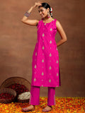 Libas Women'S Silk Blend Kurta Sets (35692R_Pink_L)