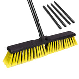 Xifando 18inch Heavy Duty Push Broom 61inch Adjustable 4Section Metal Handle Stiff Flagged Hard Bristles Indoor Outdoor Floor Broom