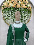 Wedani Georgette Embroidedred Anarkali Dress For Women Green,Green,XL,Cotton,Anarkali,Kurta, Scarf