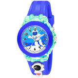 Shocknshop Nylon 3D Cartoon Analouge With 7 Color Glowing Disco Light Unisex Watch For Kids Girls And Boys (Blue Astronaut)