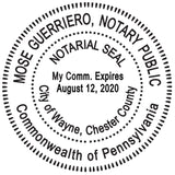 Round Notary Stamp for State of Pennsylvania- Self Inking Stamp - Top Brand Unit with Bottom Locking Cover for Longer Lasting St