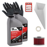 Factory Racing Parts Oil Change Kit compatible with Kawasaki KLX110 KLX140 - Includes 2 Quarts of SAE 10W-40 Full Synthetic Oil,