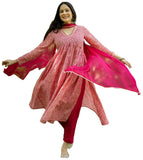 Gosriki Women'S Rayon Blend Printed Straight Kurta With Pant & Dupatta (Manchali-Rani-Gs_5Xl_Pink_Xxxxx-Large),Pink,5,B0CZ3FDGSD