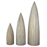 Sunset Trading Cottage 3 Piece Boat Shaped Freestanding Shelves | Driftwood Brown Solid Wood | Fully Assembled Nautical Display