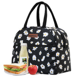 Baglemon Insulated Lunch Bag for Women Men, Lunch Containers Reusable High Capacity Lunch Tote Bags for Work Picnic(Black Daisy)