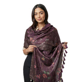 Kaizen Texo Fab Colourful Jequared Stall Dupatta Scarf With Tussle (Purple)