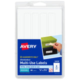 Avery Erasable MultiUse Removable Labels, 7/8 x 27/8, White, NonPrintable, 80 Blank Labels Total (5429)