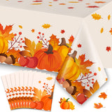 Slergut Thanksgiving Tablecloth Disposable 8 Pack, Thanksgiving Decorations for Party Fall Tablecloth Plastic Table Cover 54 x 1