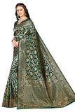 Sugathari Womens Banarasi Saree Pure Kanjivaram Silk Saree Soft New Ladies 2023 Design Wear Pattu Sarees Latest Party Sari Collections With Blouse Piece For Wedding Sadi (Sam Pari-164 Dark Green)