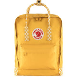 Fjllrven Kanken Backpack - Durable Vinylon Fabric, Water-Resistant, Classic Design - School, Travel, Ochre/Chess Pattern