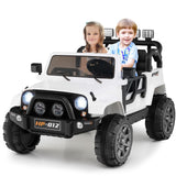 OLAKIDS 2 Seater Ride on Truck, 12V Battery Powered Electric Vehicle for Kids with Remote Control, Power Display, LED Lights, St