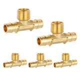 (Pack of 5) EFIELD Pex-A Expansion Brass Fittings 1/2 Pex X 1/2 Pex X 1/2 Male NPT Adapter Tee, ASTM F1960
