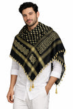 Skhoza MenS Premium Cotton Desert Scarf Shemagh Arab Keffiyeh (Yellow/Black)
