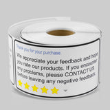 600 Thank You for Your Purchase Labels - 2 x 4 inch, We Appreciate Your Feedback Customer Service Stickers for Ecommerce/Online