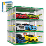 NEWABWN Creative Three-Story Building Block Garage with Display Features, Compatible with Small Lego Cars (130 Pieces), Ideal fo