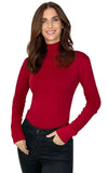 NY Threads Womens Turtleneck Long Sleeves Shirt Red