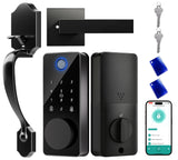 Smart Deadbolt Lock Set, Fingerprint 5-in-1 Keyless Entry Door Lock with Handle, Touchscreen Keypad, APP Control, Auto Lock, Eas