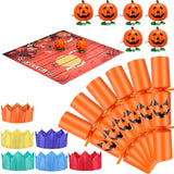 JellyArch 6 Packs Halloween Crackers Thanksgiving Crackers No Snap Party Favors with Wind up Pumpkin Paper Hat Holiday Table Fav