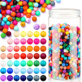 Hotop 1200 Pcs Round Silicone Beads Bulk for Keychain Making Kit 48 Colors Rubber Beads Silicone Focal Bead Loose Bead for Neckl