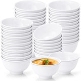 Tioncy 50 Pcs 10 oz Bowls Set Unbreakable White Dessert Soup Salad Bowls for Pasta Cereal Soup Dishwasher Safe