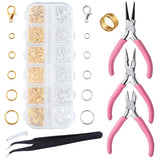 LEONTOOL 930 Pcs Jump Rings Lobster Clasps with Jewelry Pliers for Jewelry Making and Repair, Needle Nose, Round Nose Pliers and