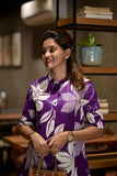 Anni Designer Women'S Rayon Viscose Straight Printed Kurta With Pant (Sunoni Purple-Vks01_Xl_Purple_X-Large),Purple,XL,,,
