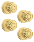 Asidrama 4 Pack Privacy Gold Door Knob with Lock, Brush Gold Door Knobs Interior for Bedroom or Bathroom, Heavy Duty Brush Gold