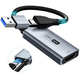 XIIXMASK USB 3.0 Video Capture Card with 100W PD - HDMI to USB/USB-C Capture Card 1440P 30fps & 1080P 60fps Video Capture Device