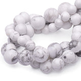 Chicager Natural Stone Beads for Jewelry Making,10mm Howlite Polished Smooth Round Gemstone Beads for Bracelet Necklace 15 Inch