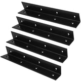 OTTFF 4 Pack 10 Widen Corner Brace, Black L Bracket for Wood, Carbon Steel, 1/8 Thick