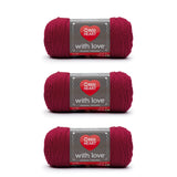 Red Heart with Love Holy Berry Yarn 3 Pack of 198g/7oz Acrylic 4 Medium (Worsted) 370 Yards Knitting/Crochet