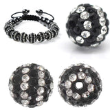 RUBYCA Stripes Czech Crystal Disco Ball Clay Beads fit Shamballa Jewelry (100pcs, 10mm, Black White)