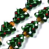 Bestewelry 20pcs Cartoon Green Christmas Tree Glass Beads Handmade Christmas Lampwork Beads for DIY Earrings Bracelet Necklace C