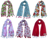 Fusfus WomenS Printed Chiffon Scarves And Stoles, Free Size(Multicolour, Fs2493) Pack Of 6 (Multicolor1)