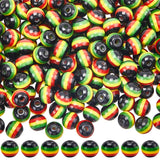 SOFPLATE 200Pcs Jamaica Beads Striped Bead Bulk 8mm Black Red Green Yellow Resin Round African Reggae Style Mini Loose Spacer Ra