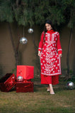 Anni Designer Women'S Cotton Blend Chikankari Embroidered Straight Kurta (Dayak Red-Nw_L_Red_Large),Red,L,Cotton Blend,Regular,
